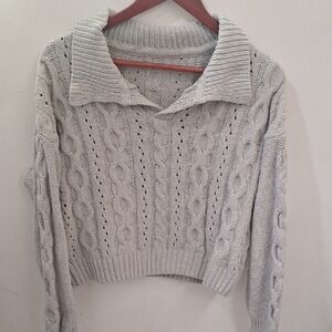 Cozy Cable Knit Sweater - Gray